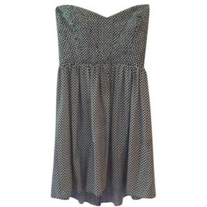 Parker Quilted Zig Zag Navy/White Mini Dress XS